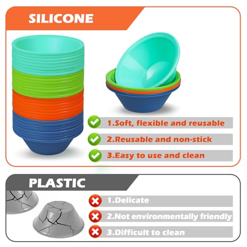 Webake 36 Pcs Platinum Silicone Puto Molder Filipino Medium-Size, 2.75" Reusable Kutsinta Molder for Steamer, Plastic Replacement Baking Cup, BPA-Free and Non-Stick, Great for Bite-Size Muffin, Tart by Webake - Used condition - Image 3