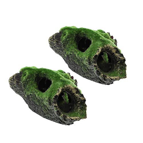 LEDMOMO 1セット 水槽の造園沈んだ木 ケージ 水族館 コーラル 洞窟 流木 蛙 水槽の装飾 樹脂 Green 2個
