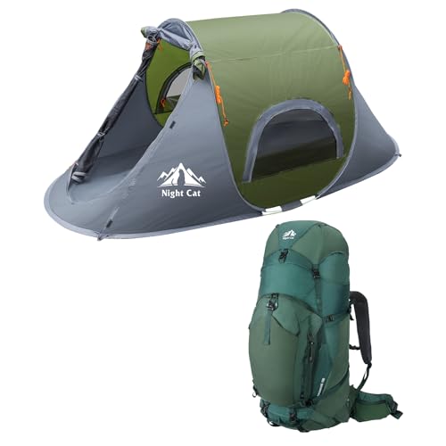 Carpa de Camping Plegable Night Cat para 1 Persona Verde