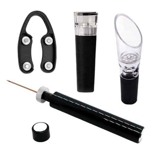 Sacacorchos abridor de vino - Herramienta de 4 piezas de aleación de aluminio con presión de aire - Sacacorchos para camareros | Para adultos, cerveza, fiesta de Navidad, Halloween, cocina, hogar y