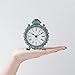 NIKKY HOME Baroque Style Pewter Quartz Small Round Table Clock with 3.12'' by 1.35'' by 3.87'', Dark Green