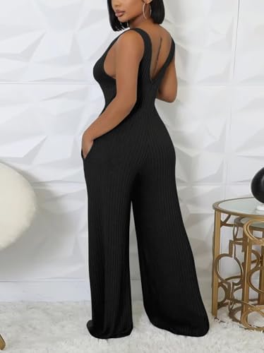 Annystore Sexy 2 Piece Set for Women Fall Outfit Ribbed Knit Long Sleeve Crop Cardigan Wide Leg Pants Set Jumpsuit Clubwear4