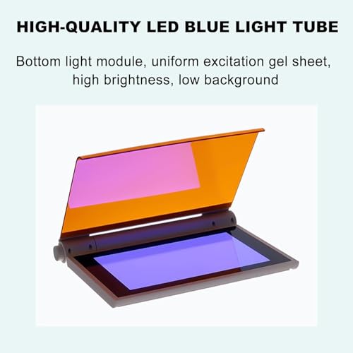 Sistema de documentación de gel de luz azul 470nm, transilluminador portátil para la visualización de ácido nucleico, brillo ajustable con la cubierta del filtro ámbar, diseño compacto para imágenes d