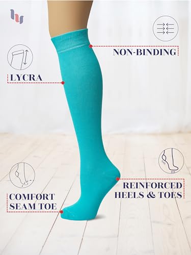 Image of Hugh Ugoli Women's Rayon Derived from Bamboo Knee High Socks Comfort Seam Long Dress Socks, Shoe Size 5-8 /8-11, 4 Pairs