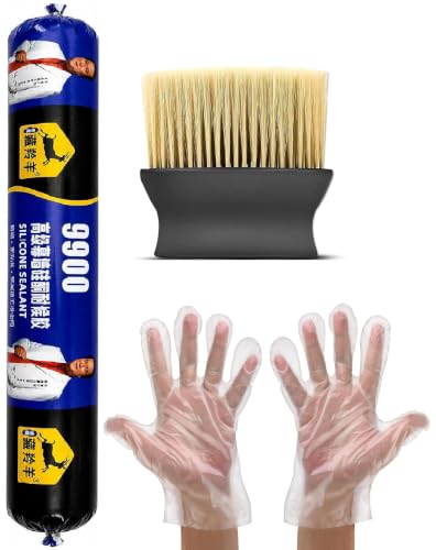 Image of Coofandy Waterproof Leak Repair Combo Kit | 9900 Silicone Sealant,Disposable Plastic Gloves & Cleaning Brush | Heavy Duty Waterproof Adhesive for Roof, Bathroom, Kitchen,Wall Crack & Home Maintenance