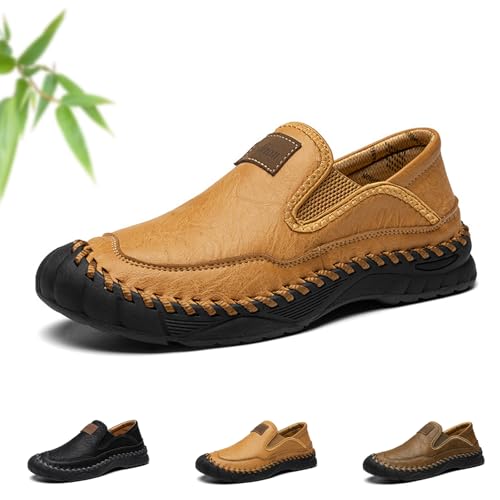 Men's Handmade Leather Orthopedic Outdoor Loafers, Casual Slip on Business Moccasins, Comfort Non-Slip Driving Walking Travel Shoes