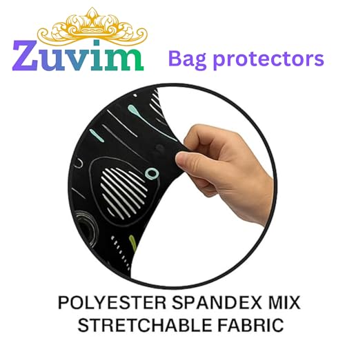Image of Luggage Cover Trolley Covers for Suitcase Washable Dust Proof Anti-Scratch Protector Polyester Printed Stretchable Fabric (Fits Fiber /Plastic Trolley Bags Only) (Black, 20 Inch)