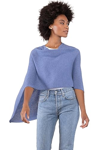 Cashmere -100% Cashmere Draped Dress Topper Poncho (Block Island)