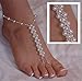 Xiboya textile Pearl Barefoot Foot Jewelry Anklet for Sandals& Beach Wedding(1 Pair)