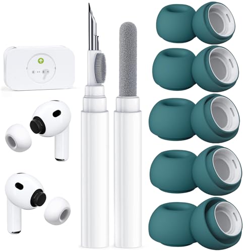 Image of 5 Pairs Replacement Ear Tips for AirPods Pro 3 (S-Green) | (5 Size XXS /XS /S /M /L )Silicone Ear Tips with Cleaner kit,Noise Reduction Holewith & Built-in dust Guard Screen