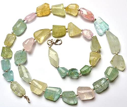 Aigue-marine naturelle perles facettées de luxe pour création de bijoux raffinés