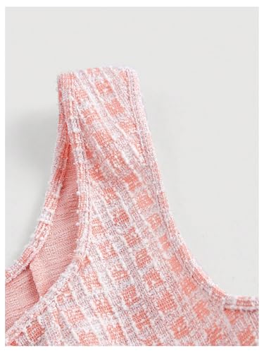 Floerns Women's Plaid Tweed Dress Sleeveless Square Neck Elegant Work Mini Dress3