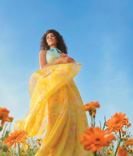 Image of Garden Vareli Floral Print Nara Chiffon Saree