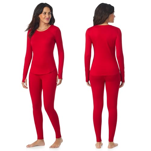 Image of Cuddl Duds Lightweight 2 Piece Active Base Layer Matching Sets for Women | Everyday Activewear, Long Sleeve Top & Leggings, Gym Workout & Fitness Clothes, Breathable Moisture Wicking Travel Lounge Set