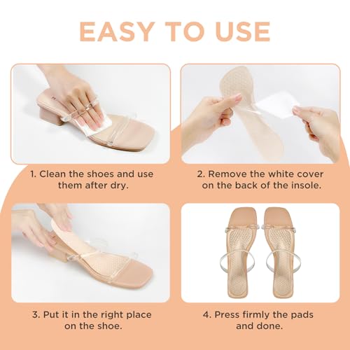 Image of 3 /4 High Heel Cushion Insoles, Self-Adhesive Arch Support Inserts for Flat Feet and Arch Pain Relief, Gel Shoe Inserts for Sandal, Flats and High Heels (2 Pairs, Apricot+Black, Women's 5-8.5)