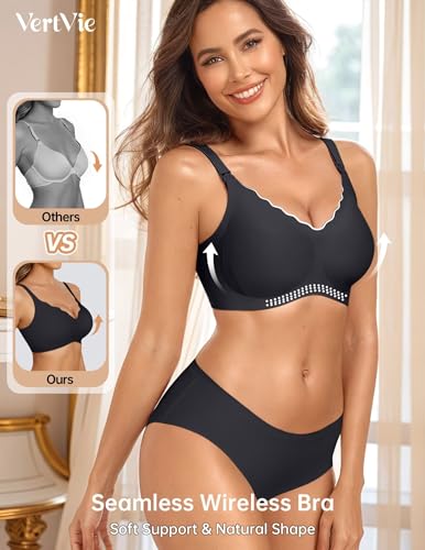 Image of Vertvie Seamless Nursing Bras for Breastfeeding Jelly Support | No Underwire, Maternity Sleep Bralettes, Pregnancy Wireless Bra for Women, Full Coverage, V-Neck, Comfortable, Breathable