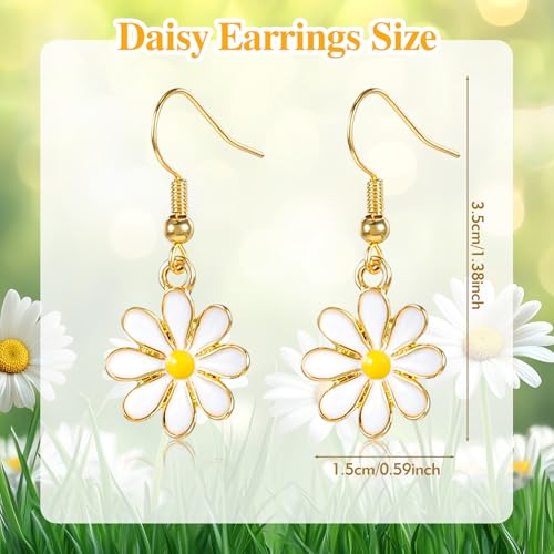 YEWANG Daisy Earrings, Dangle Daisy Earrings for Women, Small Cute Flower Earrings Jewelry Gifts for Family Friends Wife2