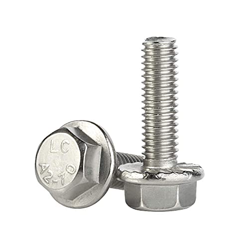Image of 25 PCS M8 x 16mm Flanged Hex Head Bolts Flange Hexagon Screws, Stainless Steel A2, DIN 6921
