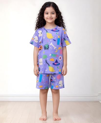 Image of ANTHRILO Sleepwear Shorts Set for Girls| Material: 100% Pure Cotton | Fabric: Skin-Friendly, ensuring a Soft Touch on Delicate Skin| Fit: Regular |Age Range: Suitable for Girls Aged 0-14 Years