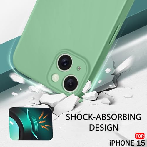 Image of TheGiftKart Liquid Silicone Back Cover Case for iPhone 15 | Soft Micro-Fibre Lining Inside | Camera & Screen Protection | Shockproof Back Cover for iPhone 15 (Silicone, Mint Green)