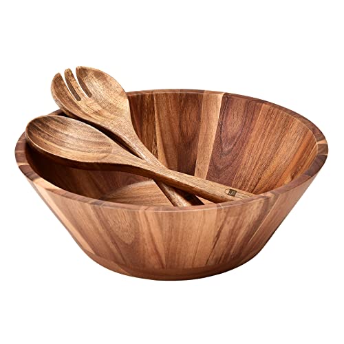 Comparison: Best Baribocraft Wooden Salad Bowl 2 JF JAMES.F Wooden Salad Bowl, 12'' Acacia Wood Large Salad Bowl Set Big Salad Serving Bowl with Serving Utensils
