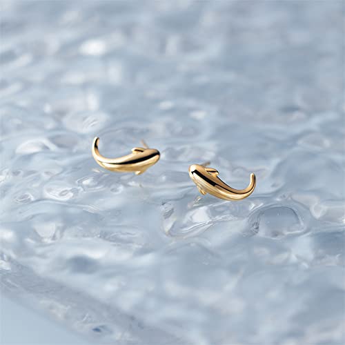 Cute Whale Animal Stud Earrings for Women Girls 925 Sterling Silver Hypoallergenic Polished Fish Dolphin Studs Cartilage Post Pin Earring Minimalist Small Birthday Holiday Jewelry Gifts for Sensitive Ear4