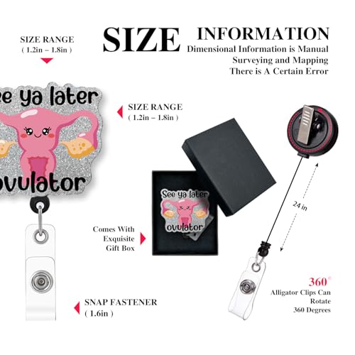 Image of See Ya Later Ovulater,Funny OBGYN Retractable Badge Reel with Alligator Clip, Gift for Obstetrics OB GYN Labor and Delivery,for Ovary Uterus Cervix Labor and Delivery Nursing Doctor Gift