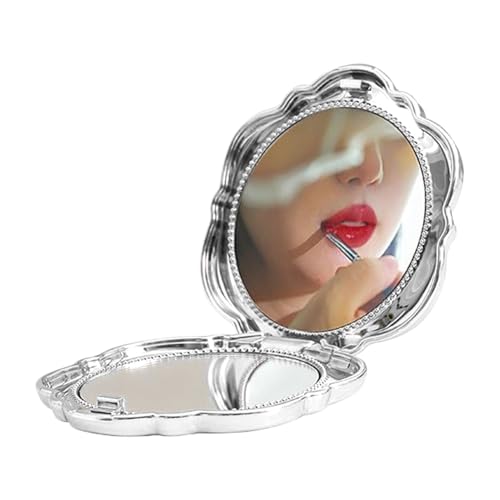 Espejo de bolsillo | Espejo de doble cara en forma de flor | Espejo pequeño plegable de aumento para bolso | Perfecto para mujeres y niñas - para viajes, maquillaje, uso diario,