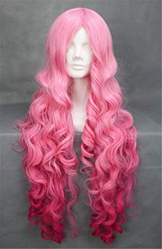 Swiking Long Pink Ombre Curly Wave Womens Wig Natural Hair Wigs Heat Resistant Synthetic Daily Party Cosplay Full Wigs for Women Girls