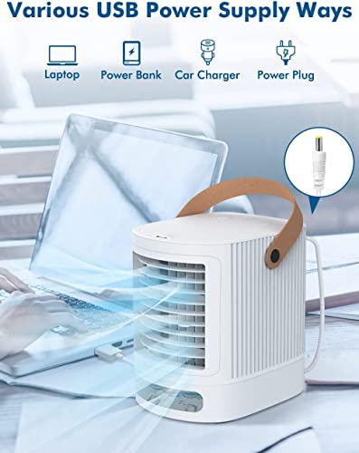 3-In-1 Evaporative Air Cooler - Fancole Small Air Conditioner W/3 Levels Humidify, 7 Colors Night Light, 3 Speeds Portable Air Cooler, Usb Powered Mini Air Conditioner Portable For Room Desktop Office #TOP7