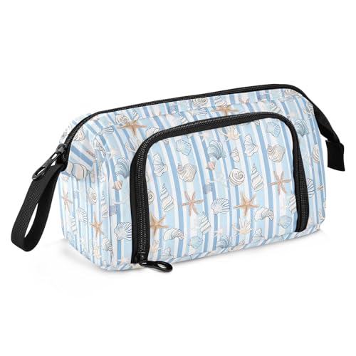 Image of senya Big Capacity Pencil Case Pen Case Canvas Bag Make-up Pen Pouch for Office College School Kids Teens Student Starfish Shell Pattern