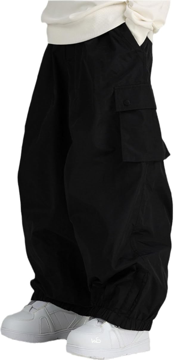 Pantalon de ski baggy cargo uni pour femme - Imperméable et chaud - Avec poches