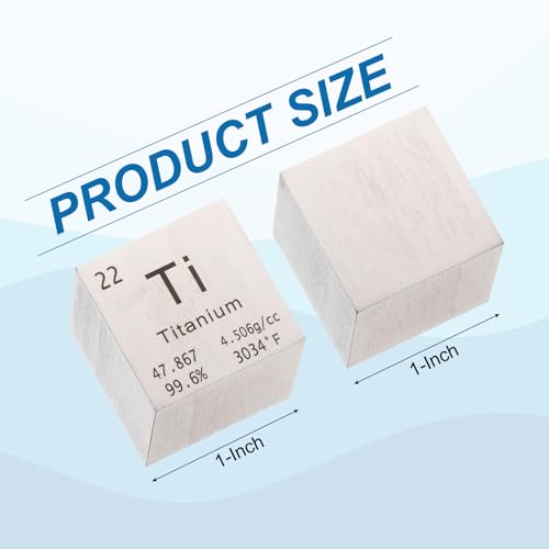 Image of PATIKIL 1 Inch Titanium Cube Metal Element High Density Block Pure Periodic Magnesium Block for Element Collections Teacher Lab Scientific Experiment, 25.4 mm