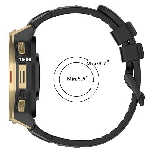 Image of YODI Sporty Silicone watch Strap Band Compatible With Amazfit T Rex 3 pro 44MM Watch Strap Only Compatible For Amazfit Smartwatch Strap, uses for Men. (Black, T-REX 3 PRO 44MM)