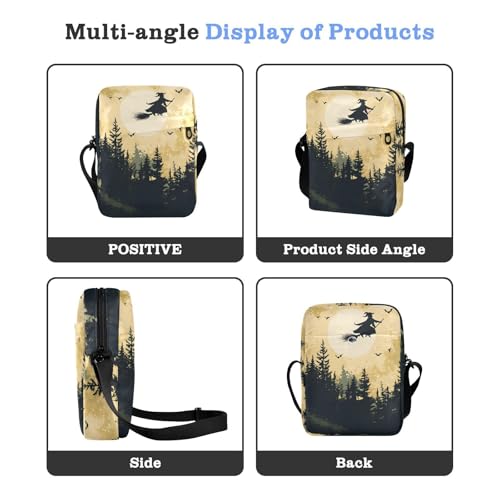 Halloween Witch Night Sling Bag Small Crossbody Purse with Adjustable Strap 6.6×2.5×9.4 IN4