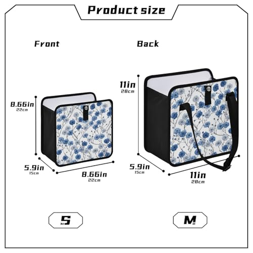 Image of Car Trash Can Organizer Bin with Adjustable Strap for Back Front Seat Console Waterproof Leakproof Collapsible Portable 11 Inch Chinese Style Cornflower