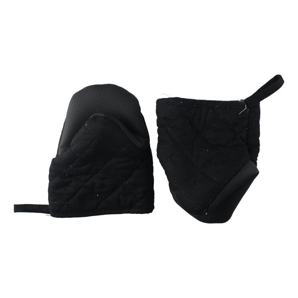 1 par de guantes cortos para horno con lazo para colgar, fáciles de almacenar, guantes de horno de silicona con superficie antideslizante, mini guantes multiusos para hornear barbacoa (negro) 7