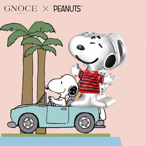 GNOCE Peanuts Snoopy Striped Short-Sleeve Charm for Women, S925 Sterling Silver Dangle Charms for Women Wife, Valentine‘s Day, Mother’s Day Jewelry4