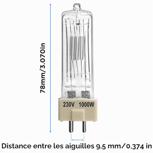 LedWekei Ampoule GY9.5 Halogène 220V 1000W Blanc Chaud 3200K Intensité Variable 1 Pièce – vue 3