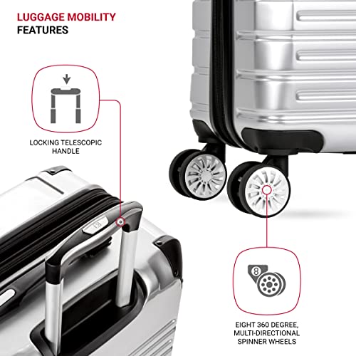 SwissGear 7782 Hardside Expandable Luggage with Spinner Wheels, Silver, Checked-Medium 24-Inch2