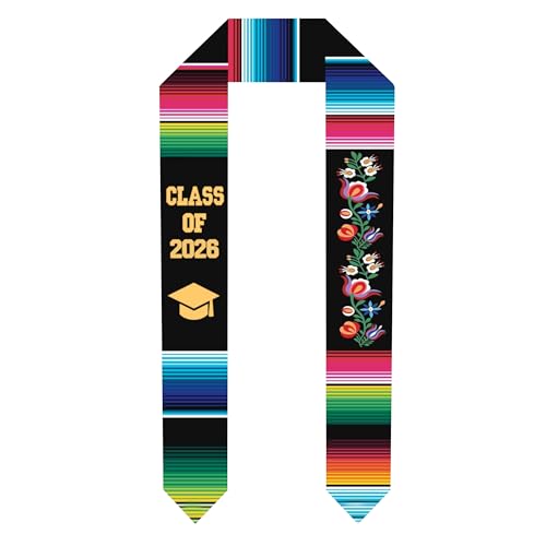 Image of Deluxe Mexican Graduation Sash 2026 | Embroidered Estolas de Graduacion 2026 | Authentic Mexican Sash for Graduation 2026