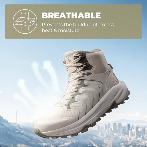 NORTIV 8 Women's Hiking Boots Waterproof with Arch Support Sneakers Walking Outdoor Comfortable Lightweight Boot Echo Mid2