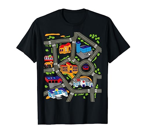 Auto Spielteppich Rennstrecke Straßenkarte Teppich Design Illustration T-Shirt
