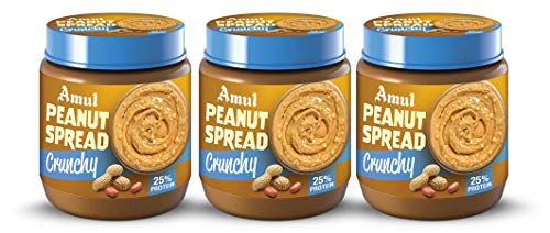 Amul-Peanut-Spread-Crunchy-300gm-Pack-of-3 Amul Peanut Spread 'Crunchy' – High Protein Peanut Butter from Amul | 300 gm | Pack of 3 | No Preservatives