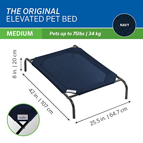 Image of Coolaroo Original Elevated Dog Bed - Breathable Off-The-Ground Pet Bed with Cooling Fabric, Joint Relief & Moisture-Resistant Fabric, 100% Recyclable, Easy Clean, Navy Blue, Medium