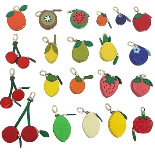 Fruit Bag Charm Coin Purse Keychain, Cute Mini Y2k Leather Bag Charms for Handbags for Girl Women Accessory
