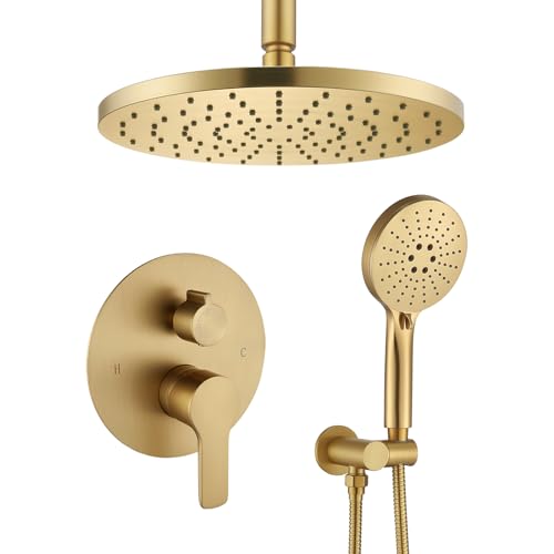 Iriber Shower System Ceiling Mounted Shower Faucet Mixer Set with Luxury High Pressure Shower head...