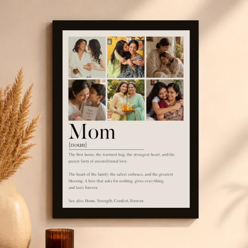 Image of Art Street Personalized Gift for Mother, MOM Photo Frame | 6 Image Collage with Custom Text, Customized Photo Frame for Mother, Wall Decor for Bedroom Living Room, A4 Size 8x12 Inch