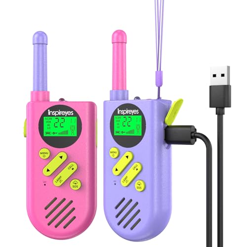Inspireyes Walkie Talkies for Kids Rechargeable, 48 Hours Working Time 2 Way Radio Long Range, Outdoor Camping Games Toy Birthday Xmas Gift for Boys Age 8-12 3-5 Girls