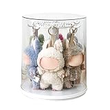 KBBYT Rotating Doll Display Stand for 6.7-inch collectible Figures - Detachable Crystal PET Cover, Silent Motor Dustproof Showcase for Blind Box Toys(White)